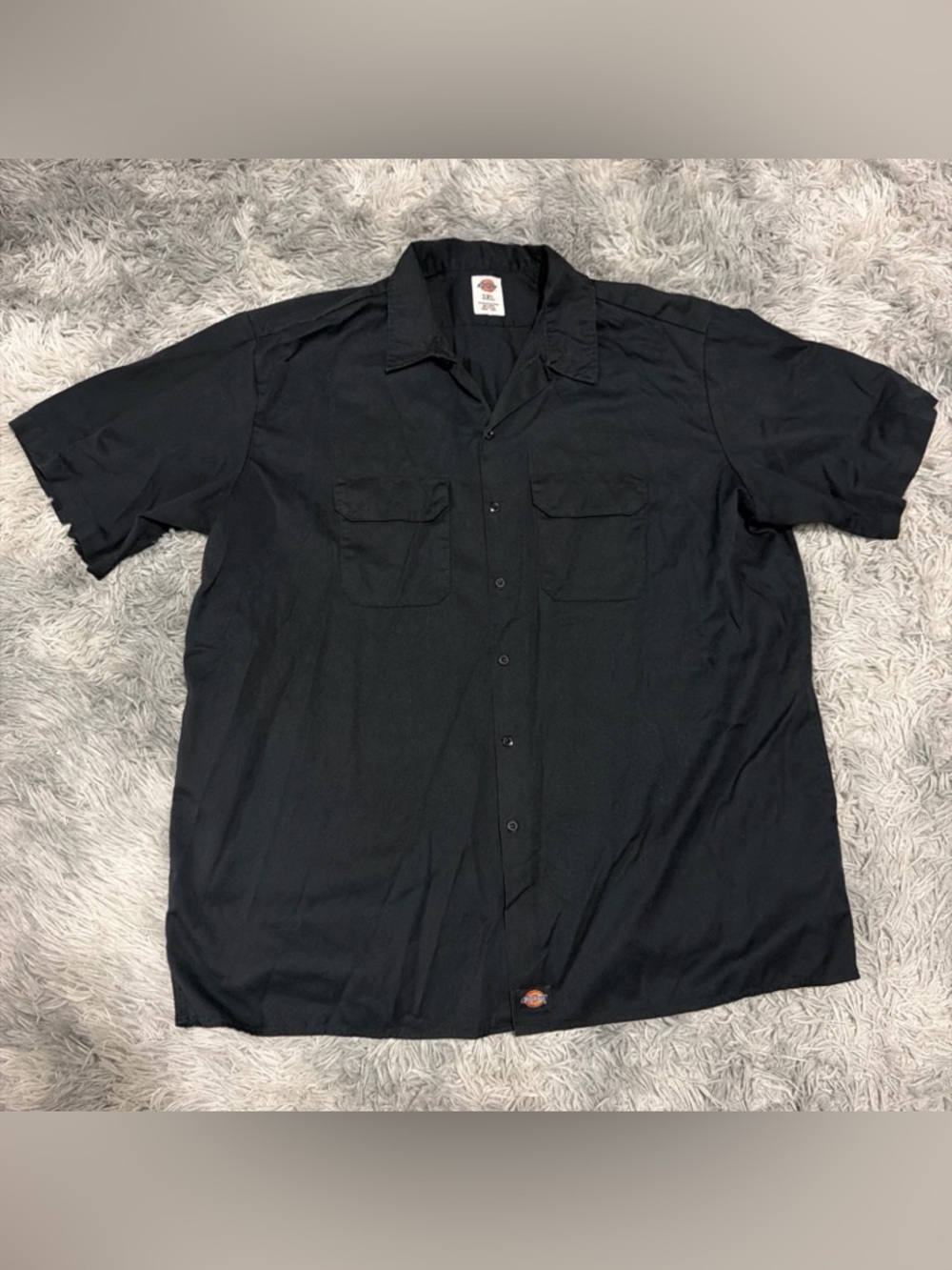 Dickies Work Shirt Mens 3XL Black Short Sleeve Button Up Twill Pockets Big Tall